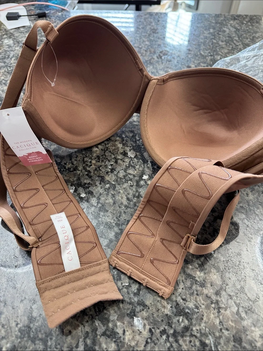 Cacique Smooth Molded Brown Strapless convertible Bra NEW 42D